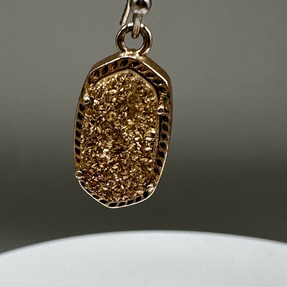 KENDRA SCOTT βοΈ Lee Rose Gold Drop Earrings in Rose Gold Drusy, EUC - Picture 6 of 7